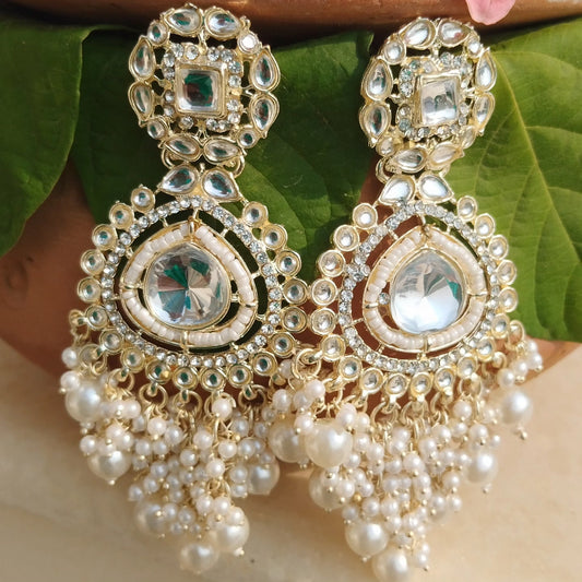 Amanat Pearl Chandbali Earrings - White