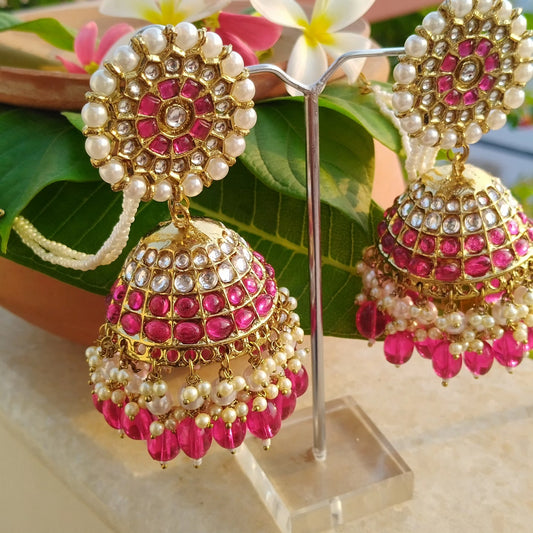 Jhoomar Pearl Jhumka - Red