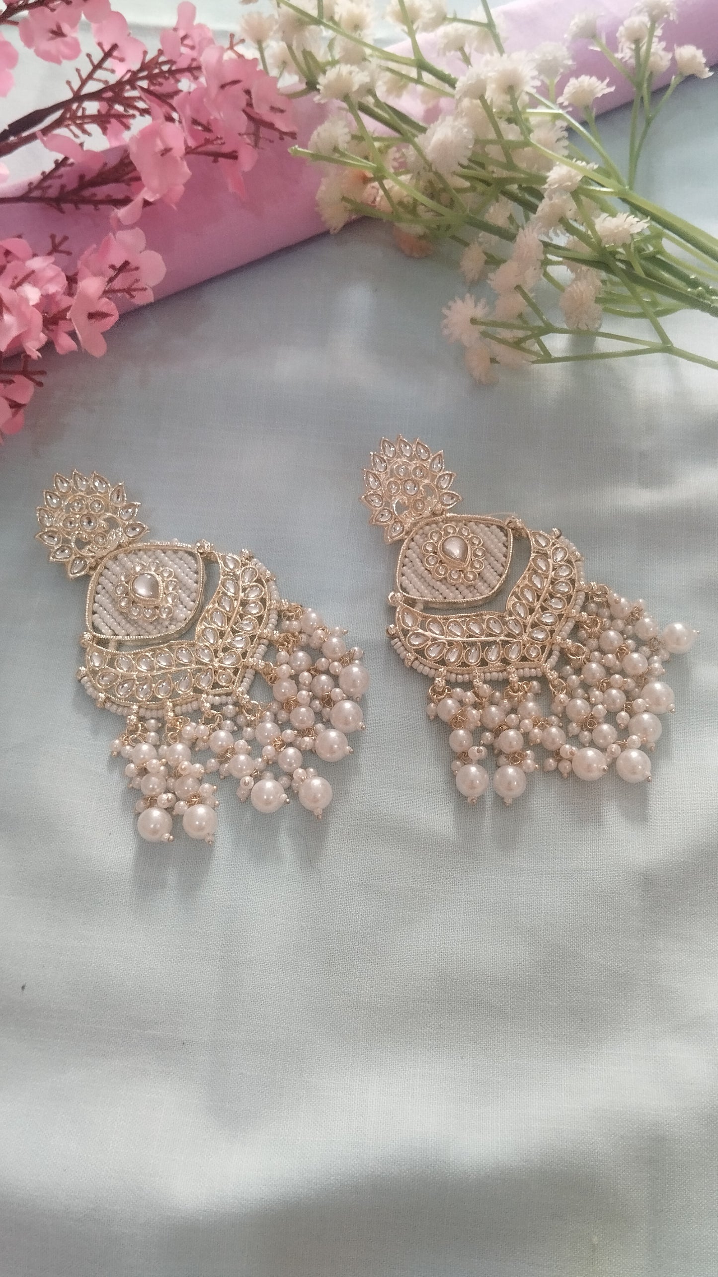 Samaira Chandbali Earrings - White